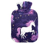 Bouillotte mignonne licorne violette avec housse souple pour crampes menstruelles Petite taille
