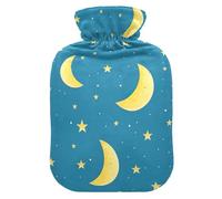 Bouillotte mignonne lune et étoiles avec housse en velours pour compresse chaude et froide petite