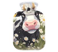 Bouillotte mignonne vache et marguerite avec housse souple pour soulager la douleur S