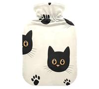 Bouillotte motif chats noirs avec housse souple, compresses chaudes de 2 L pour le corps pour crampes menstruelles, crampes menstruelles, bolsa de calor pour Dolor Menstrual