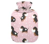 Bouillotte motif chiens mignons avec cœur blanc pastel avec housse souple pour crampes menstruelles Taille S