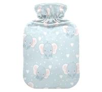 Bouillotte motif éléphant bleu avec housse souple, compresses chaudes de 2 L pour le corps pour soulager les crampes menstruelles, le cou et les épaules, Bolsa para agua Caliente