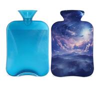 Bouillotte nébuleuse galaxie violette avec housse, nuage de lune, sac d'eau chaude de 2 L pour soulager la douleur, cou doux et épaules, chauffe-mains et pieds, compresse chaude et froide pour adultes