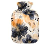 Bouillotte noire dorée rétro avec housse souple, 1 L pour chauffe-cou, épaules, crampes menstruelles, bolsa para agua caliente