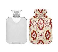 Bouillotte nordique style flocon de neige rouge cachemire fleur avec housse souple 2 l pour thérapie musculaire douloureuse par le chaud et le froid Bolsa para agua Caliente para Dolor
