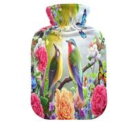 Bouillotte oiseaux et fleurs avec housse en polaire douce pour soulager les douleurs au cou et aux épaules Thérapies par le chaud et le froid - S