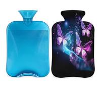 Bouillotte papillon lumineux avec housse, sac d'eau chaude 2 L pour soulager la douleur, le cou et les épaules, les mains, les pieds, compresse chaude et froide