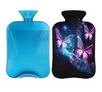 Bouillotte papillon lumineux avec housse, sac d'eau chaude de 2 L pour soulager la douleur, cou doux et épaules, chauffe-mains et pieds, compresse chaude et froide pour adultes et enfants