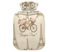 Bouillotte Paris Tower avec housse en velours doux pour compresse chaude et froide Taille M