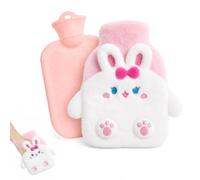 Bouillotte Peluche 400ML, Bouillotte Eau Chaude Animal avec Housse Douce | Bouillotte réutilisable en peluche imitation fourrure de lapin, 4 animaux au choix, douce, étanche pour enfants et adultes