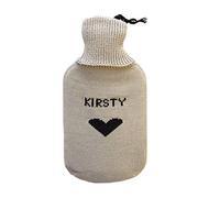 Bouillotte personnalisée 100 % laine mérinos tricotée en caoutchouc Gris avec cœur