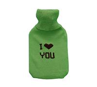 Bouillotte personnalisée 100 % laine mérinos tricotée en caoutchouc (Vert-D.Bleu)