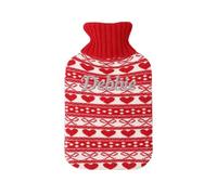 Bouillotte personnalisée en tricot avec nom brodé, motif de Noël doux personnalisé