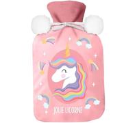 Bouillotte polaire licorne - Bouteille d'eau chaude - 1 litre - Rose - Enfant - Soulagement de la douleur et confort - trois dimensions Masque