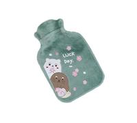 Bouillotte portable 300 ml Mini produit de réchauffement hivernal à injection d'eau motif dessin animé Pour Femme(Green-Mole)