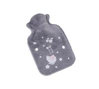 Bouillotte portable 300 ml Mini produit de réchauffement hivernal à injection d'eau motif dessin animé Pour Main,Ventre,Cou(Gray-Rabbit)