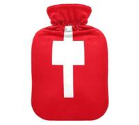 Bouillotte rectangulaire avec housse souple, motif drapeau de la Suisse, 1 l pour réchauffer le ventre