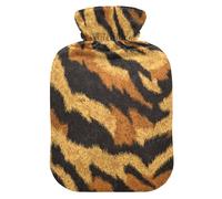 Bouillotte rétro à motif peau de tigre marron avec housse souple, 1 L