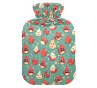 Bouillotte rétro avec housse souple Motif oiseaux rouges 1 l