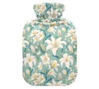 Bouillotte rétro vert pâle avec housse souple, 1 L pour crampes menstruelles