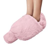 Bouillotte réutilisable de 2 L avec housse chauffe-pieds en fausse fourrure de lapin - Manchon en peluche douce pour homme et femme - Soulage les pieds froids et les douleurs, idéale pour l'hiver