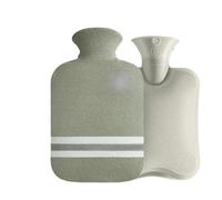 Bouillotte, Sac à eau chaude en PVC, 2 pièces, Injection d'eau, grande capacité, Portable, flanelle, sac main chaud(Bean Green 1l)