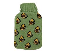 Bouillotte Sac d'eau chaude Bouillotte grande 2000ML avec housse tricotée douce pour soulager la douleur chaleur hivernale en caoutchouc naturel lavable en machine (Avocate)