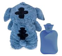 Bouillotte Sti-ch, Bouillotte Peluche, Boui-llotte bebe, Boui-llotte Enfant, Bouill-ottes Eau Chaude Bouill-ottees Avec Housse Polaire Boui-llottee CâLine Pour Enfant Famille (Bleu)