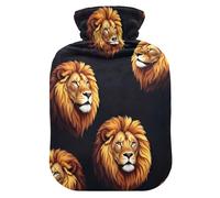 Bouillotte tête de lion noire avec housse souple pour crampes menstruelles Taille M
