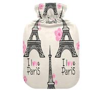 Bouillotte Tour Eiffel avec housse en polaire douce pour soulager la douleur au cou et aux épaules Thérapies chaudes et froides - S