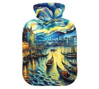 Bouillotte Venise ciel étoilé avec housse en velours pour compresse chaude et froide Petite taille