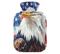 Bouillotte vintage drapeau et aigle avec housse en polaire douce pour soulager la douleur au cou et aux épaules Thérapies chaudes et froides - S