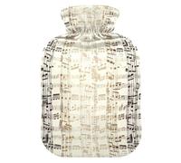 Bouillotte vintage notes de musique avec housse souple pour soulager la douleur au lit des pieds, petite taille