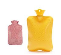Bouillottes Bouillotte en caoutchouc idéale for soulager la douleur d'eau chaude et froide Sac de 2 L avec housse tricotée for adultes ou enfants(Geel)