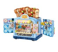 Boulangerie - Mini Magasin De Crème Glacée Avec Vue De Rue, Blocs De Construction De Maison, Boutique De Figurines D'amis, Briques D'architecture, Jouets Pour Enfants, Cadeaux