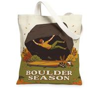 Boulder Season Climbing Citation Climber Autumn Sac fourre-tout en toile 33 | Thème escalade, feuillage d'automne esthétique, esprit d'aventure en plein air, design en tissu durable