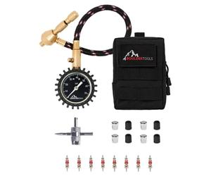 Boulder Tools Dégonfleur de Pneu Rapide et Robuste - Bouton de Dégagement de Précision, Kit Offroad - Brille dans l'obscurité, avec Bouchons de Valve, Noyaux, Outil de Réparation