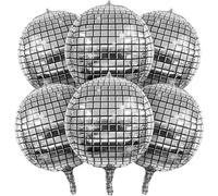 Boule A Facette Ballon Disco en aluminium 22 pouces, 6/12 pièces, ballon 4D argenté for décoration de fête d'anniversaire, de mariage, de réception nuptiale(6pcs)