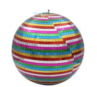 Boule A Facette Boule de verre rotative, lumières de scène, réflexion Ktv Bar Dj, lumière de décoration de mariage, lumière Disco d'hôtel, boule de verre colorée(Colorful,Diameter 25cm 9.84in)