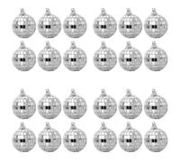 Boule A Facette Boule Disco miroir 4cm, 6 à 30 pièces, lumière de scène réfléchissante rotative, boule de verre argenté brillant, décoration de fête de mariage à domicile Ktv(4cm 24PCS)