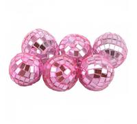 Boule A Facette Boules de miroir brillantes de fête, 3cm, 6 pièces, boule de verre réfléchissante au Laser, ornements de décoration de maison Disco(Pink)