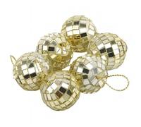 Boule A Facette Boules de miroir brillantes de fête, 3cm, 6 pièces, boule de verre réfléchissante au Laser, ornements de décoration de maison Disco(Gold)