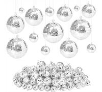 Boule à Facette Kit 26 Pièces Mini Décor Boules Disco Brillant Disco Ball et Crochet de Suspension pour la Décor de Mariage, Fête à la Maison, Fête d'anniversaire, Décoration de Noël, 5 Taille