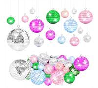 Boule à Facette Kit 39 Pièces Mini Décor Boules Disco Brillant Disco Ball et Crochet de Suspension pour la Décor de Mariage, Fête à la Maison, Fête d'anniversaire, Décoration de Noël, 4 Taille