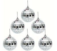 Boule à Facette Lot de 6 boules à facettes réfléchissantes en verre, style disco, laser, for décoration de gâteaux, fêtes, mariages et Noël.(3cm)