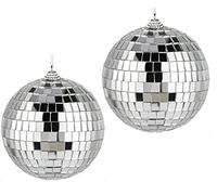 Boule à Facettes,2 PCS Palla da Discoteca 4 Pouces Grandes Boules Arbre Suspendues Boule a Facettes pour Décoration de Fête Argent