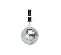 Boule à Facettes Argentée 40cm avec deux points de suspension - Matériau Léger - Mirroir Poli + Moteur à piles