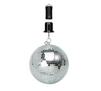 Boule à Facettes Argentée 40cm FXLab avec deux points de suspension - Matériau Léger - Mirroir Poli + Moteur à piles