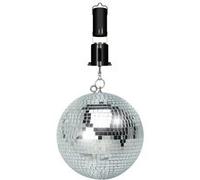 Boule à Facettes Argentée 40cm FXLab avec deux points de suspension - Matériau Léger - Mirroir Poli + Moteur à piles G