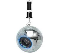 Boule à Facettes Argentée 40cm FXLab avec deux points de suspension - Mirroir Poli + Moteur à piles, Lumière OVNI